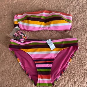 NWT Aerie striped bandeau bikini.